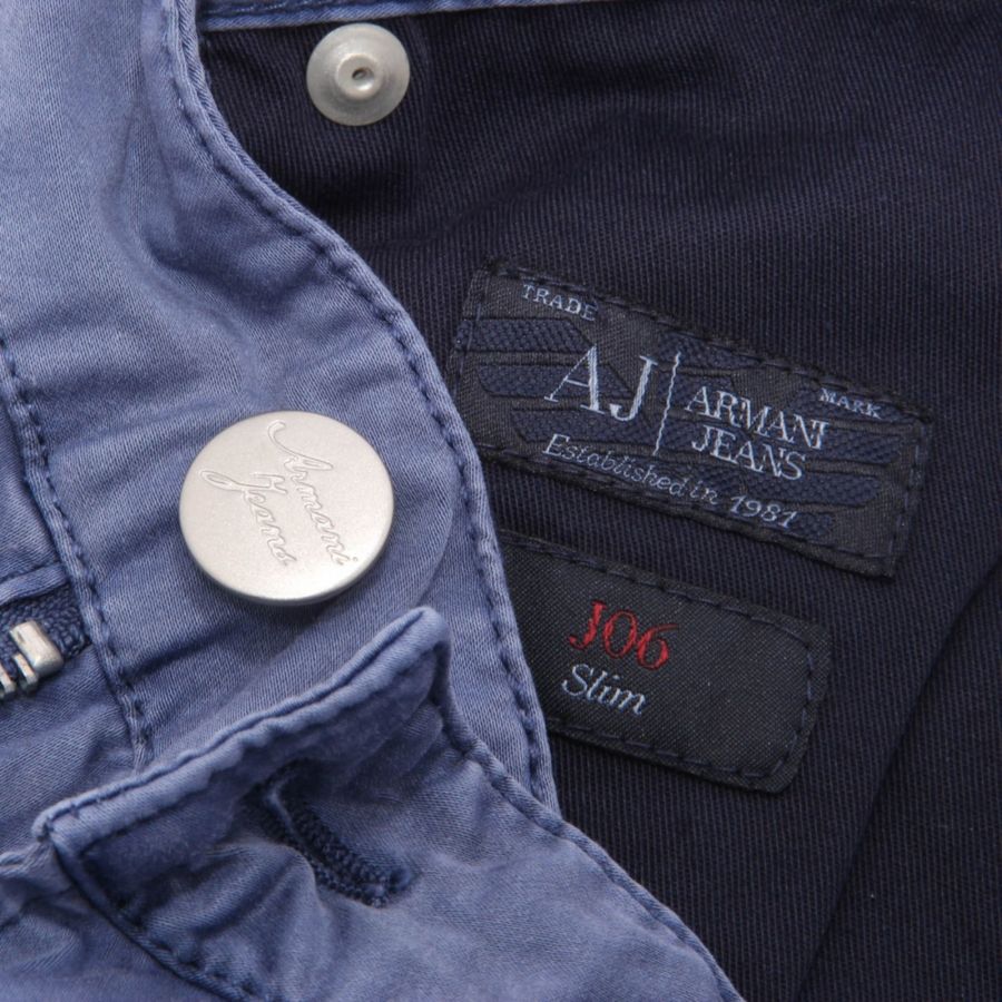 0095AI pantalone uomo ARMANI JEANS J6 men trouser cotton garment dyed blue