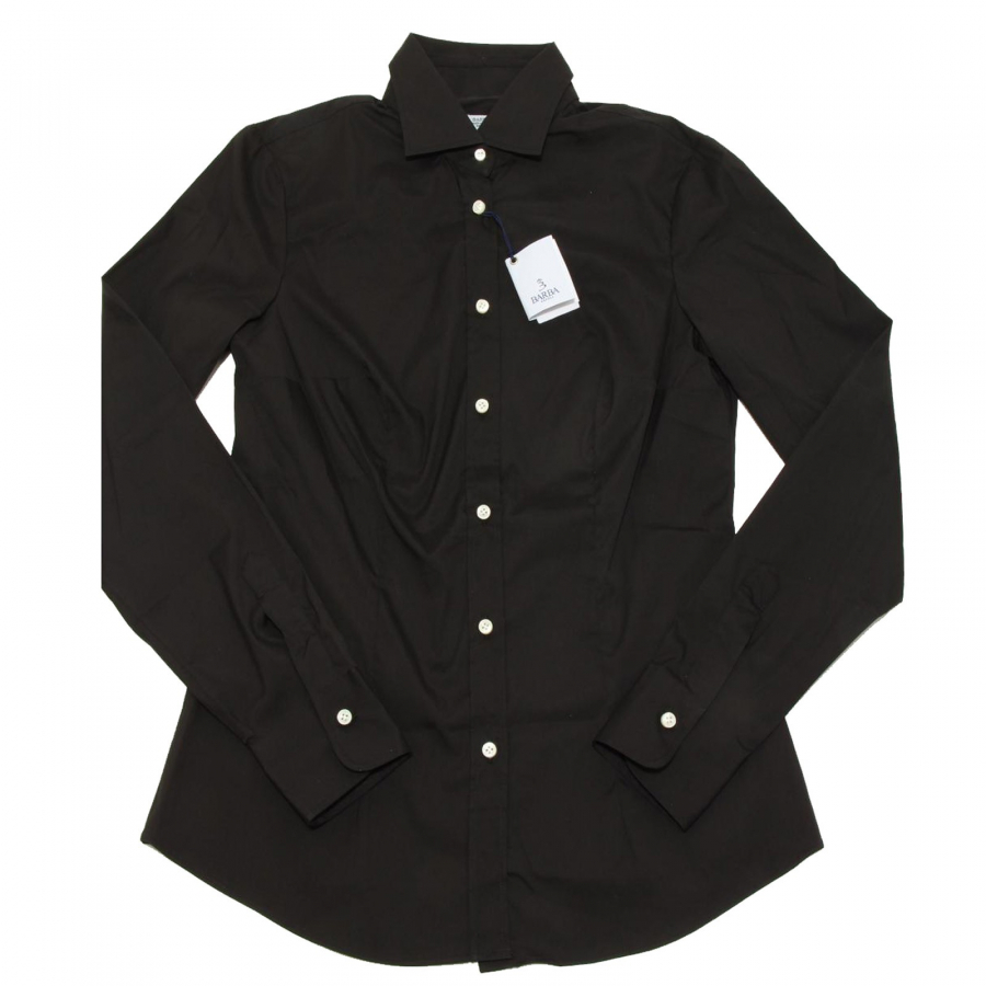 0148G camicia nero BARBA SLIM MANICA LUNGA camicie donna shirt women