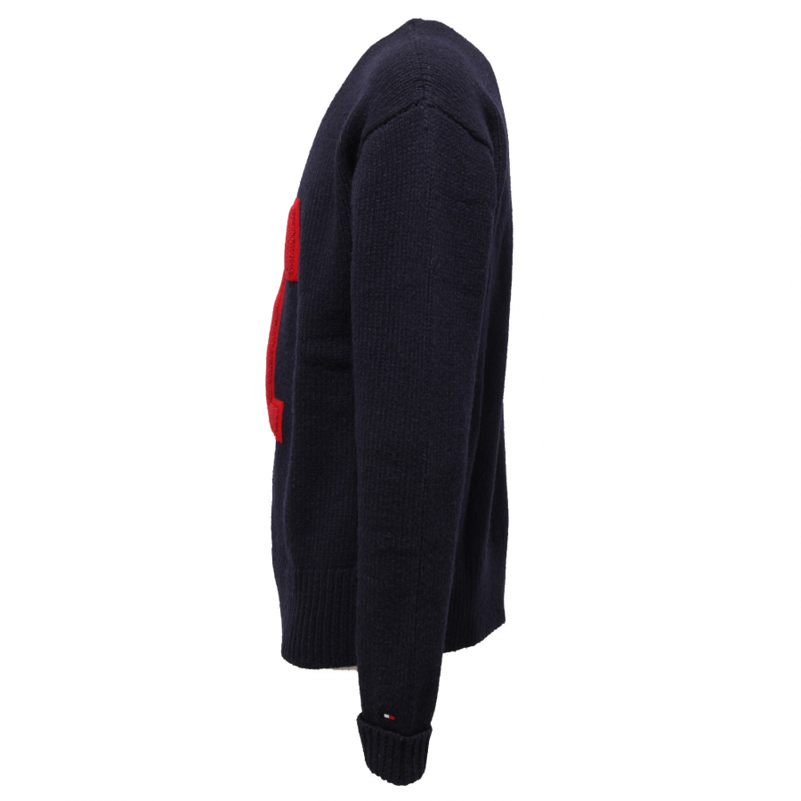 0601Z maglione uomo TOMMY HILFIGER mix wool blue red sweater man