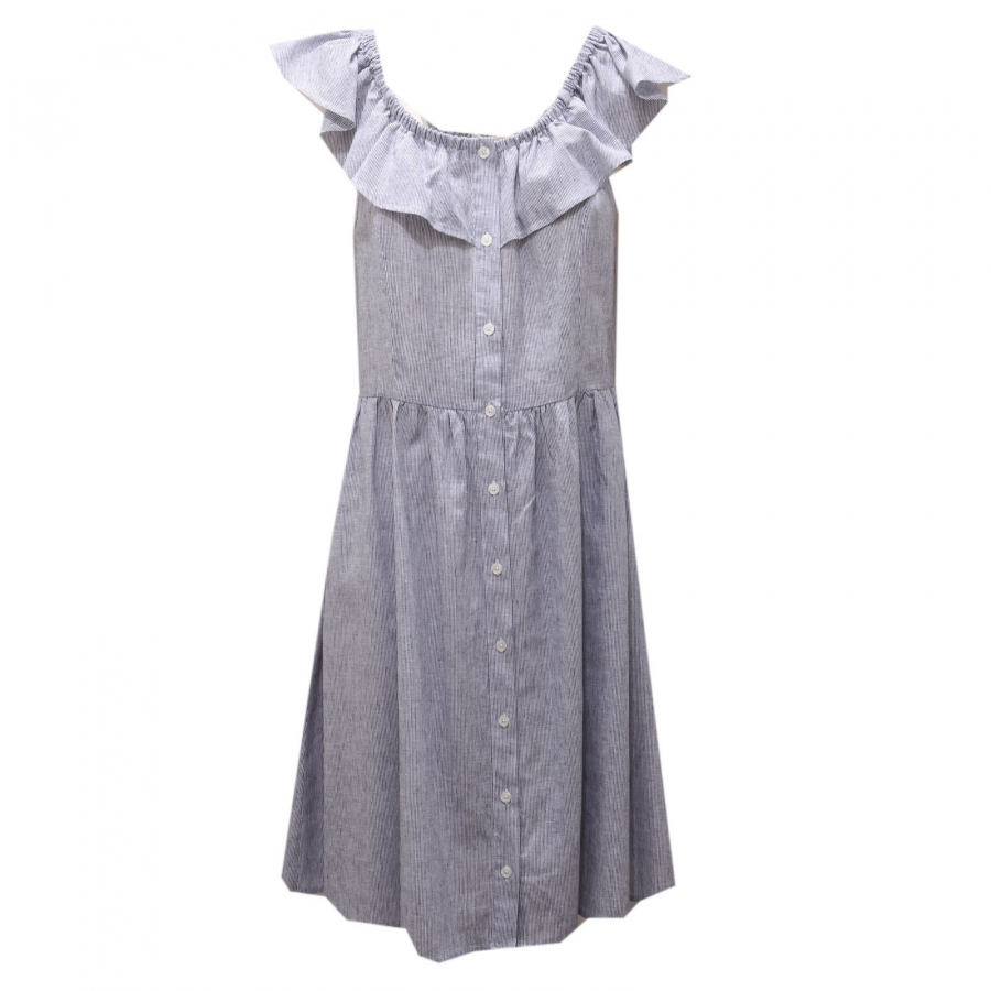 0869AF abito donna MICHAEL KORS white/blue linen/cotton dress woman