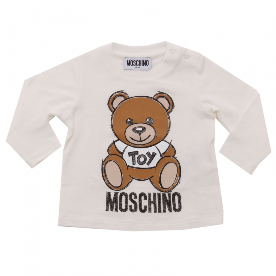 1816AF maglia bimbo boy MOSCHINO white printed cotton t-shirt kid