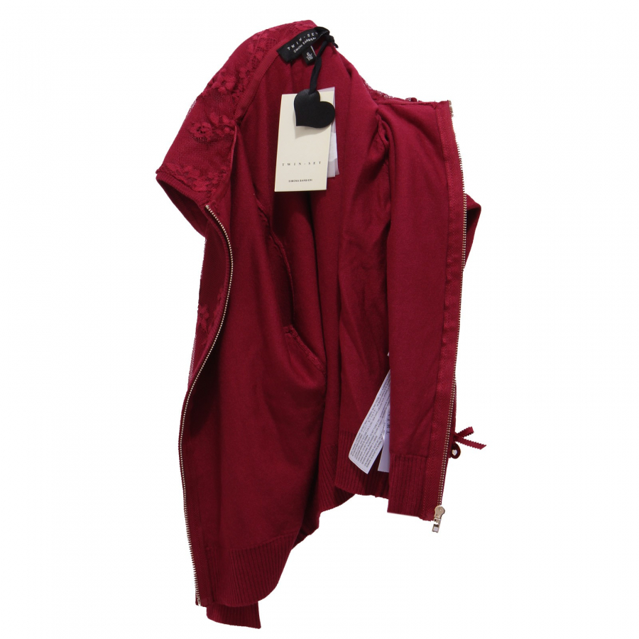 2261Y cardigan bimba girl TWIN SET SIMONA BARBIERI bordeaux sweater
