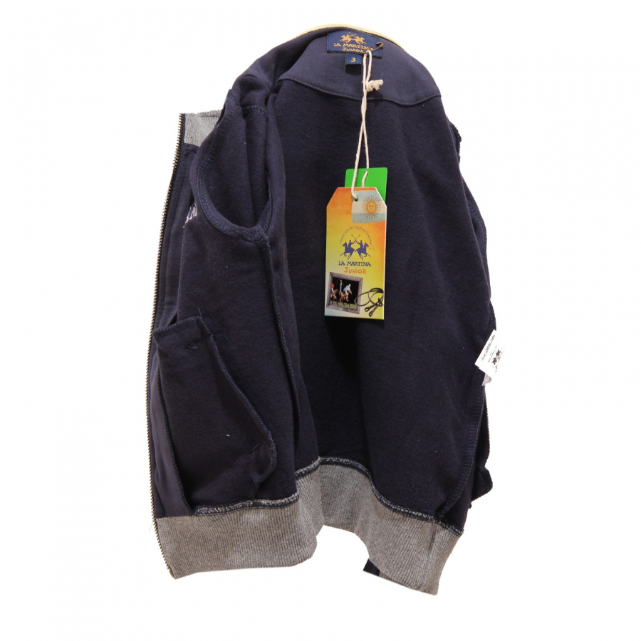 2338V felpa bimbo LA MARTINA JUNIOR MASERATI blue full zip sweatshirt boy kid