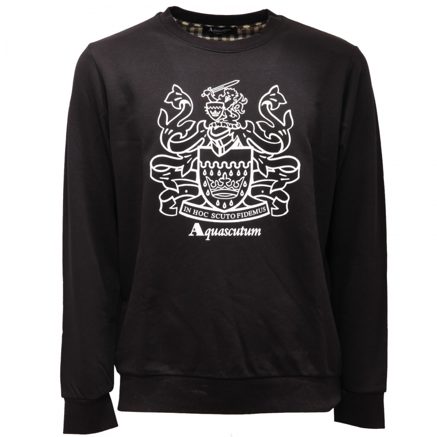 2561AE felpa uomo AQUASCUTUM black cotton sweatshirt man