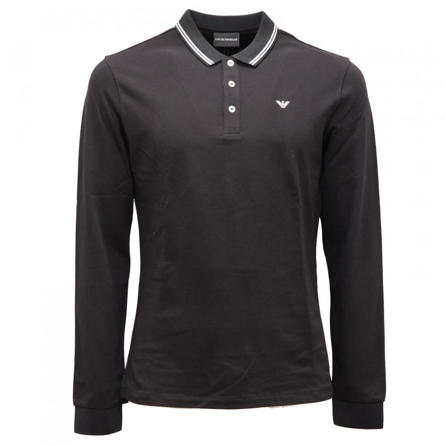 3609AG maglia uomo EMPORIO ARMANI cotton black long sleeve polo man
