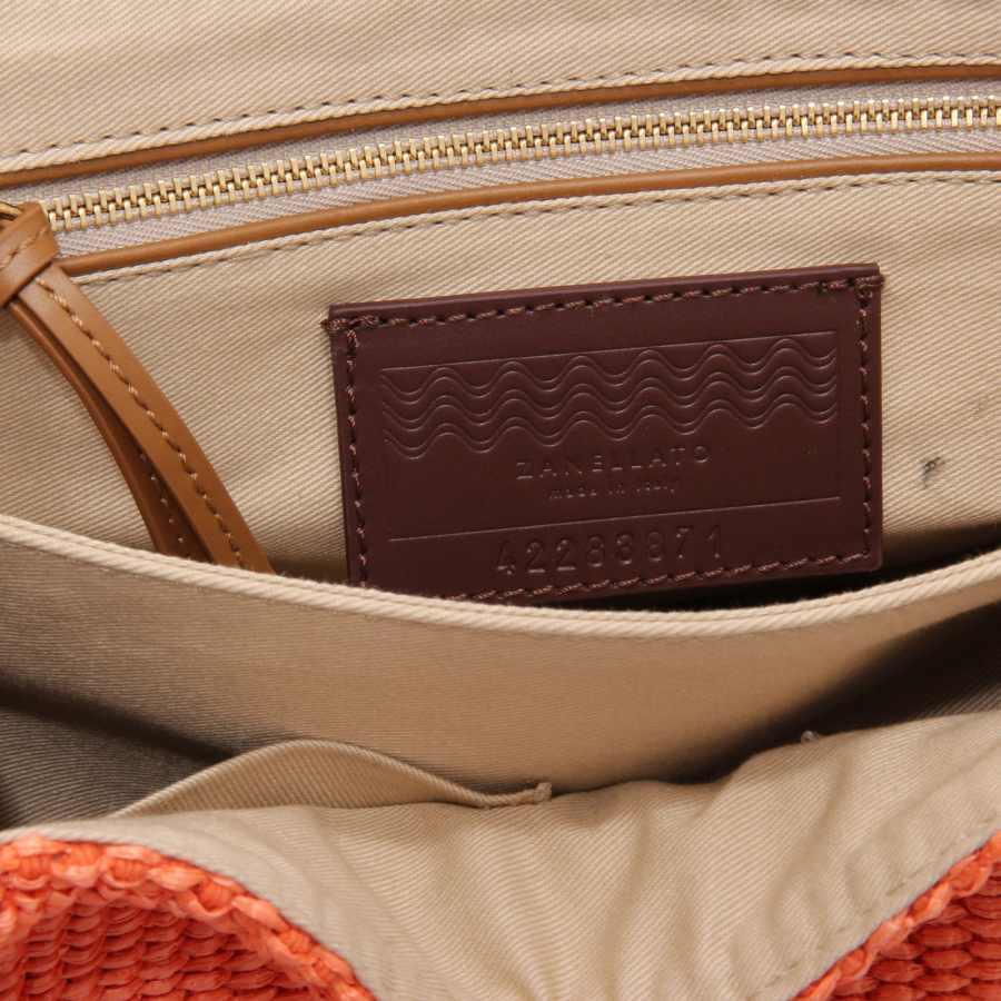 borsa donna ZANELLATO POSTINA orange woven rattan/leather bag women