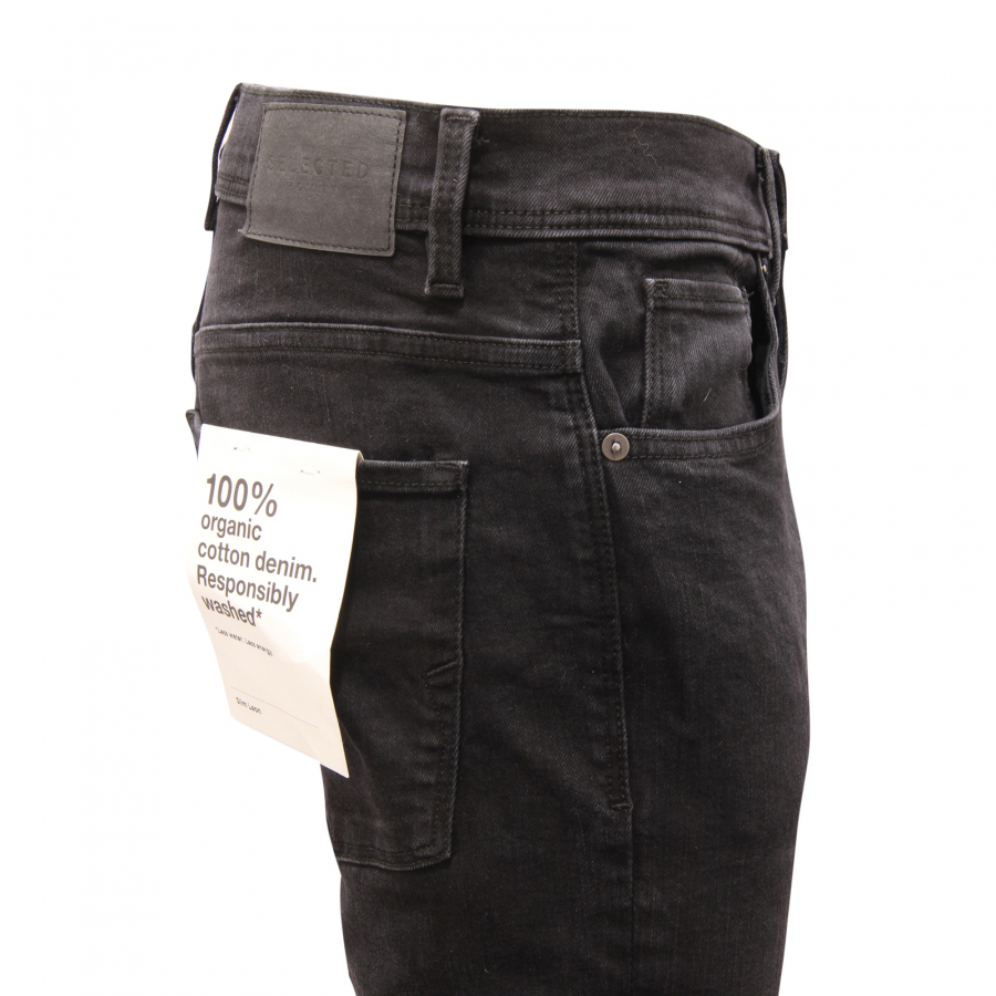 3799AR jeans uomo SELECTED HOMME SLIM LEON man denim trousers black