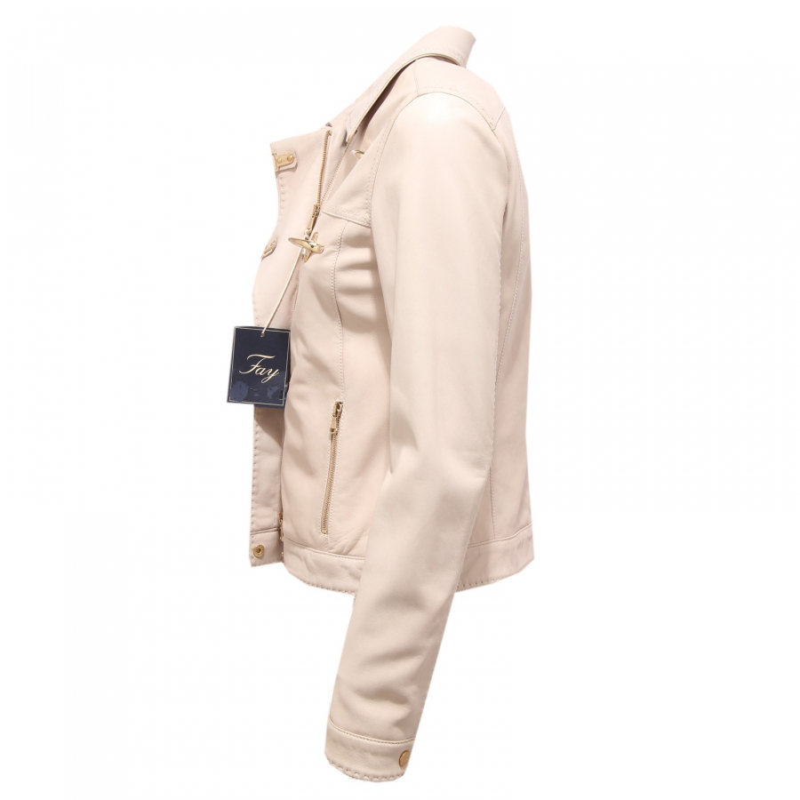3898R giubbotto pelle donna FAY beige giacca jacket woman