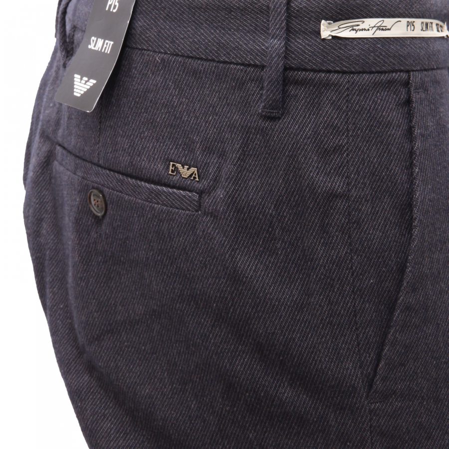 3970AE pantalone uomo EMPORIO ARMANI P15 SLIM FIT blue melange trouser man