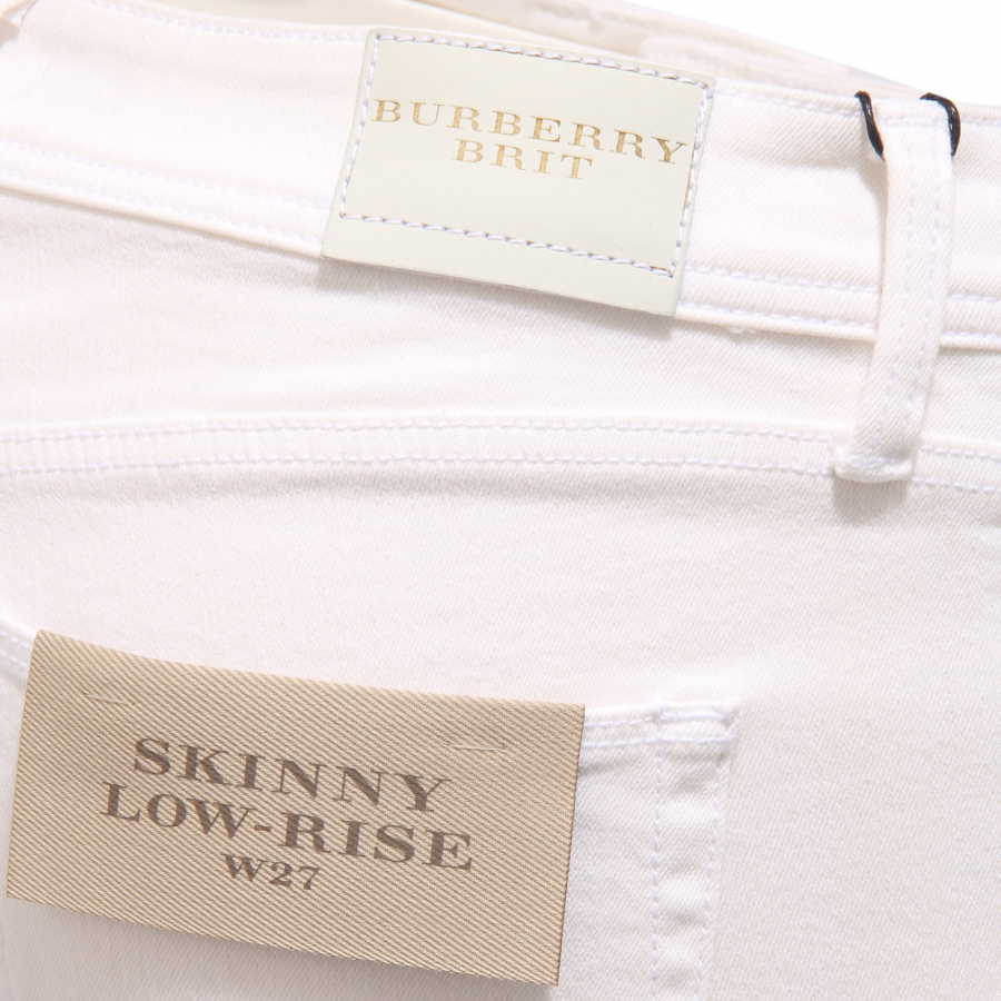 4136Z pantalone donna BURBERRY BRIT SKINNY LOW RISE white denim jeans woman