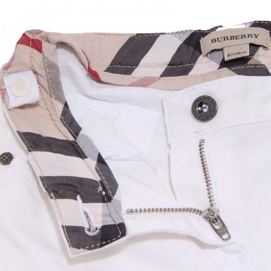 4508S jeans bimba BURBERRY cotone bianco pantalone check jeans pant woman