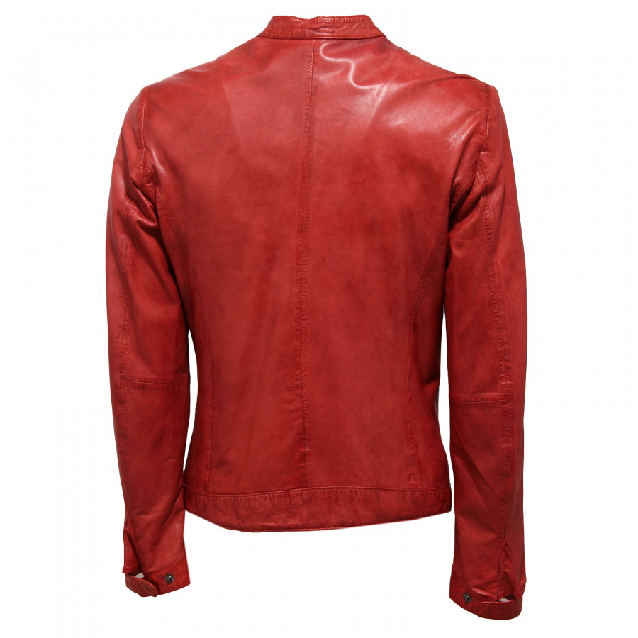 giubbotto uomo BULLY red shaded VINTAGE leather jacket man