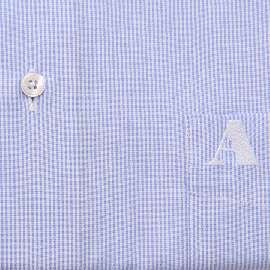 Aquascutum 5791AE camicia uomo AQUASCUTUM white/light blue striped cotton shirt man 