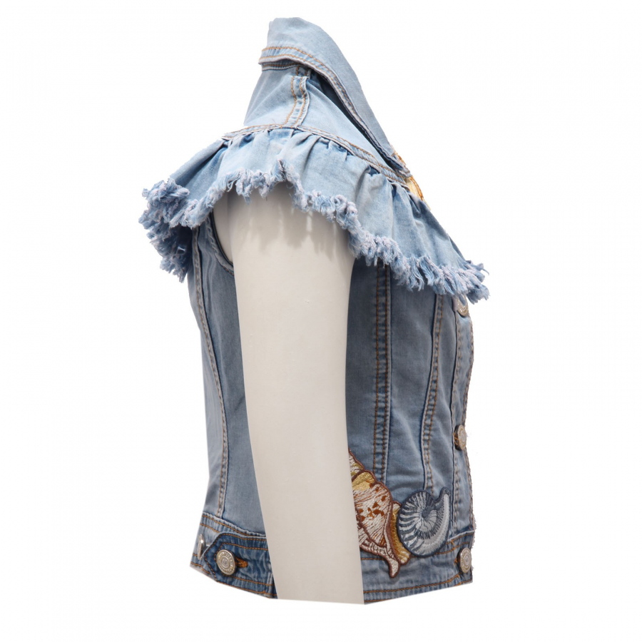 6096AC giubbotto bimba GIRL MONNALISA smanicato denim sleeveless jacket kids
