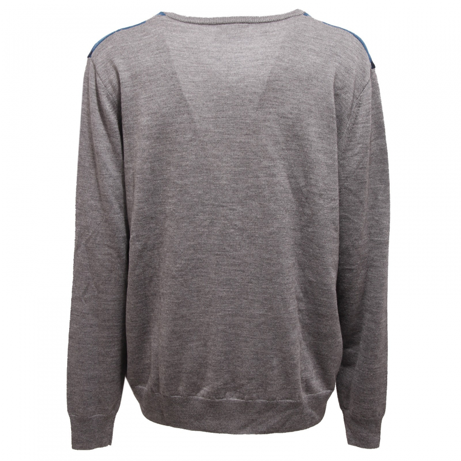 6911V maglione uomo FRED PERRY wool grey blue v neck sweater man