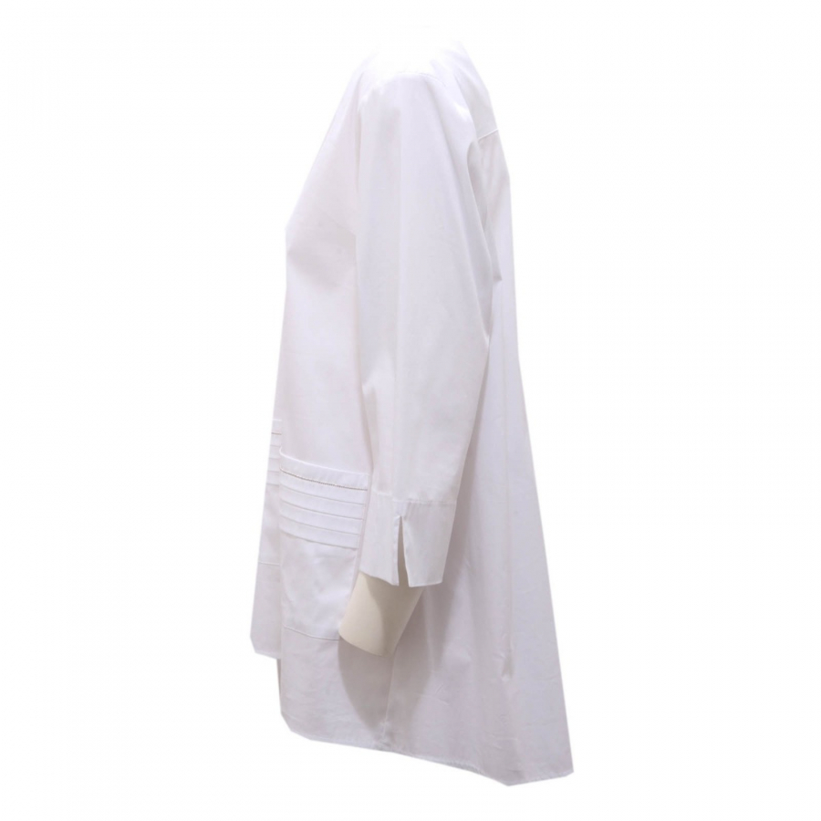 7355AH camicia tunica donna D.EXTERIOR white cotton blend tunic shirt woman
