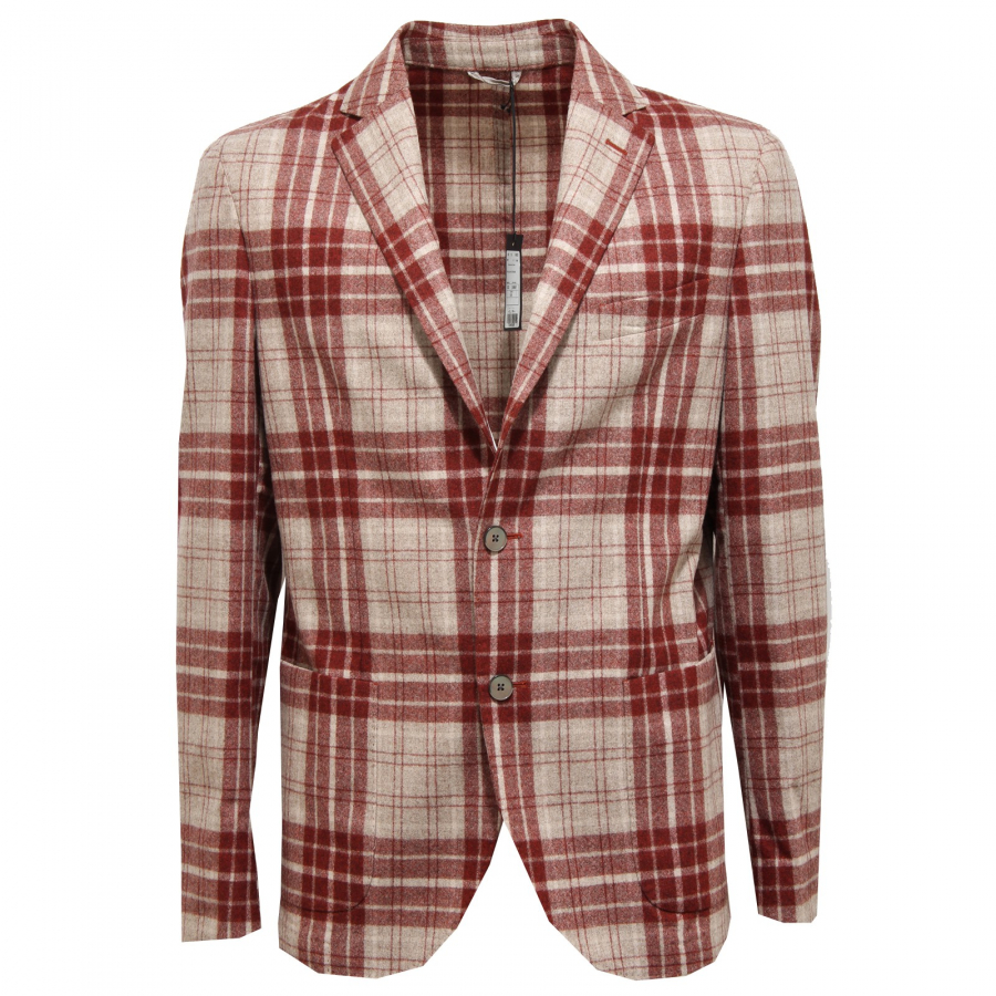 7548L giacca uomo rossa beige GENIALI lana vergine giacche jackets