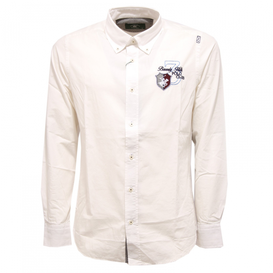 7719K camicia uomo BEVERLY HILLS POLO CLUB off white shirt man