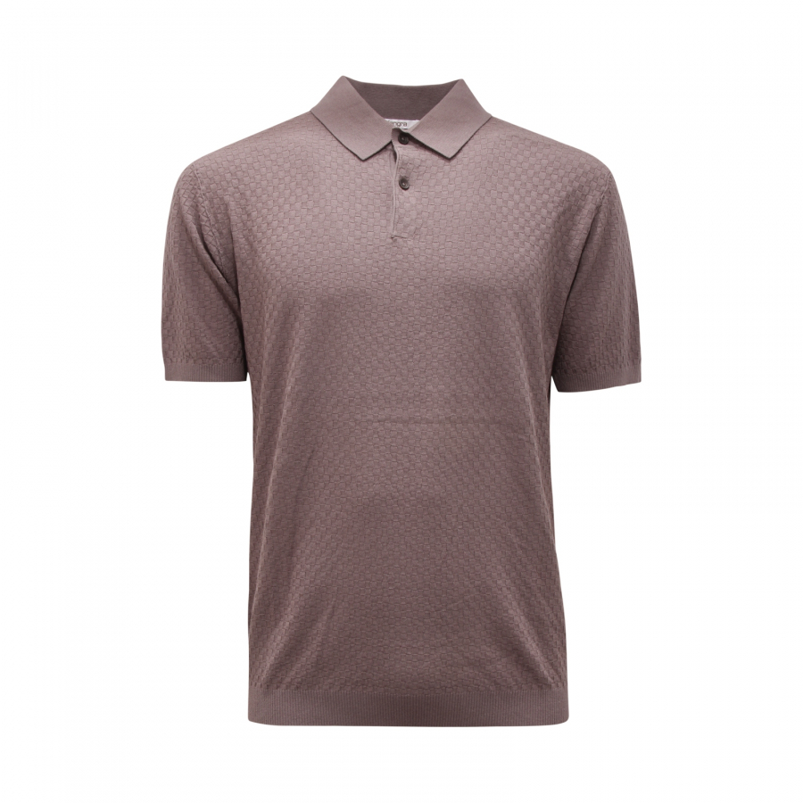 polo uomo KANGRA man cotton linen polo shirt GREY BROWN