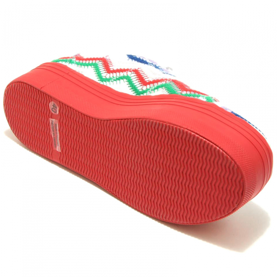 7792F sneaker rosso blu verde zeppa JEFFREY CAMPBELL ZOMG TELA