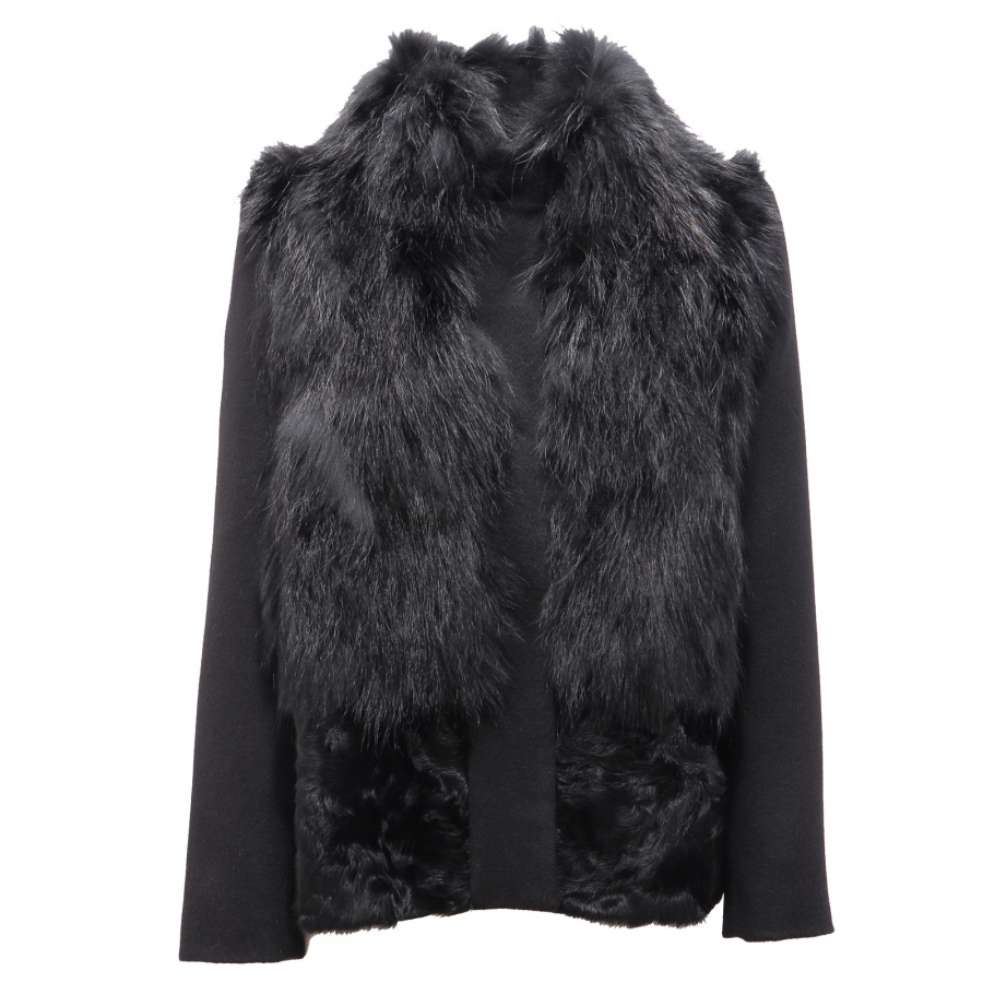 8011AG cappotto donna BULLY black fur coat jacket women