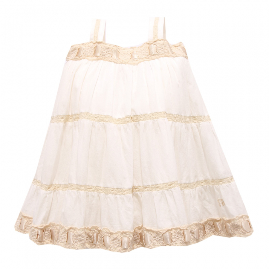 8632R vestito bimba TWIN-SET cotone bianco/beige abito dress kid