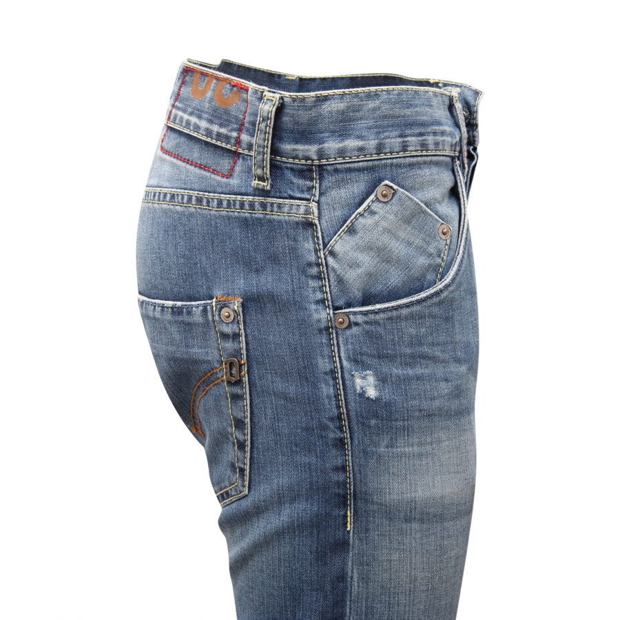 8769AQ jeans uomo DONDUP SAMMY SLIM FIT man distressed trousers