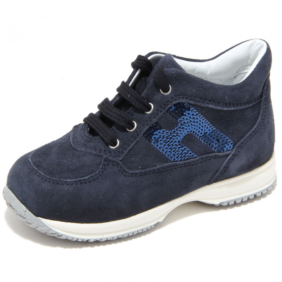 88606 sneaker blu HOGAN INTERACTIVE H PAILLETTES scarpa bimba shoes kids