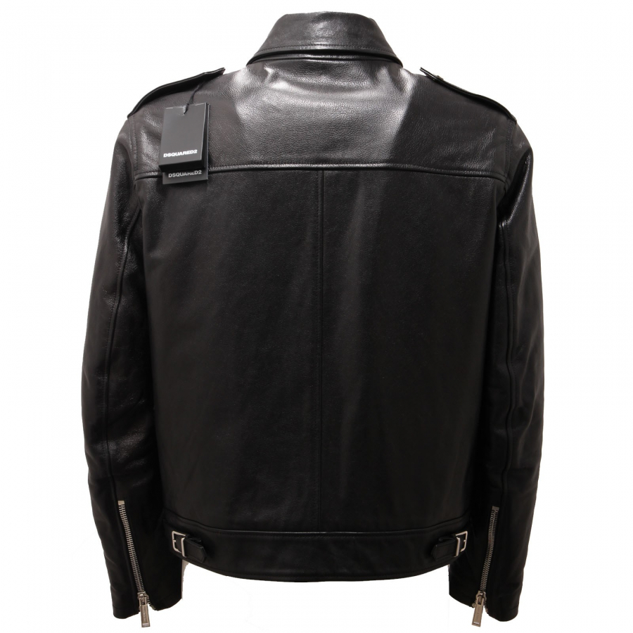 8893AC giubbotto pelle uomo DSQUARED2 black leather wool men