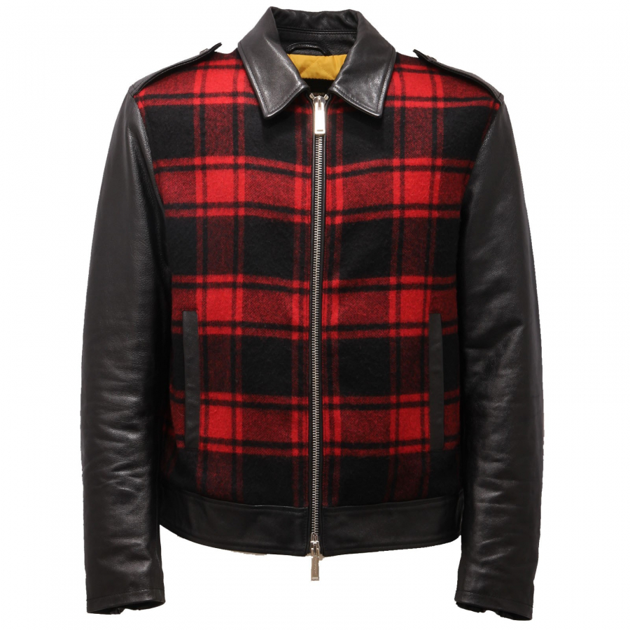 8893AC giubbotto pelle uomo DSQUARED2 black leather wool men
