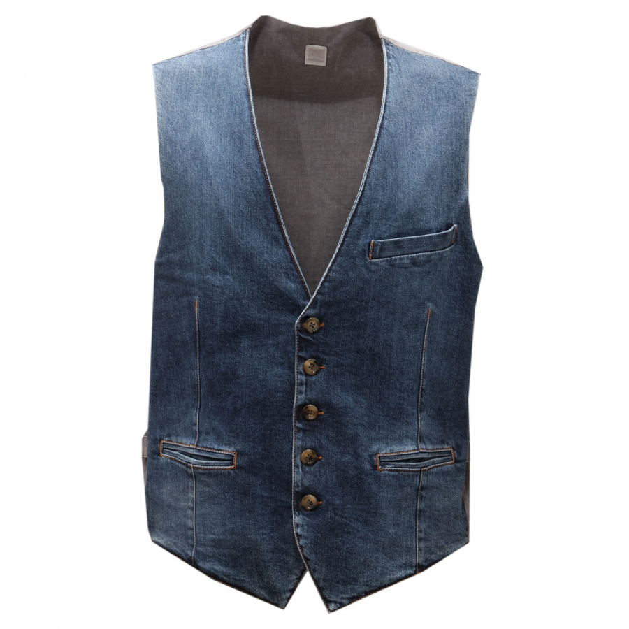 9064AC gilet uomo ELEVENTY denim grey waistcoat men