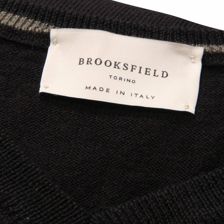 9177AV MAGLIONE UOMO BROOKSFIELD MAN V NECK WOOL SWEATER BLACK