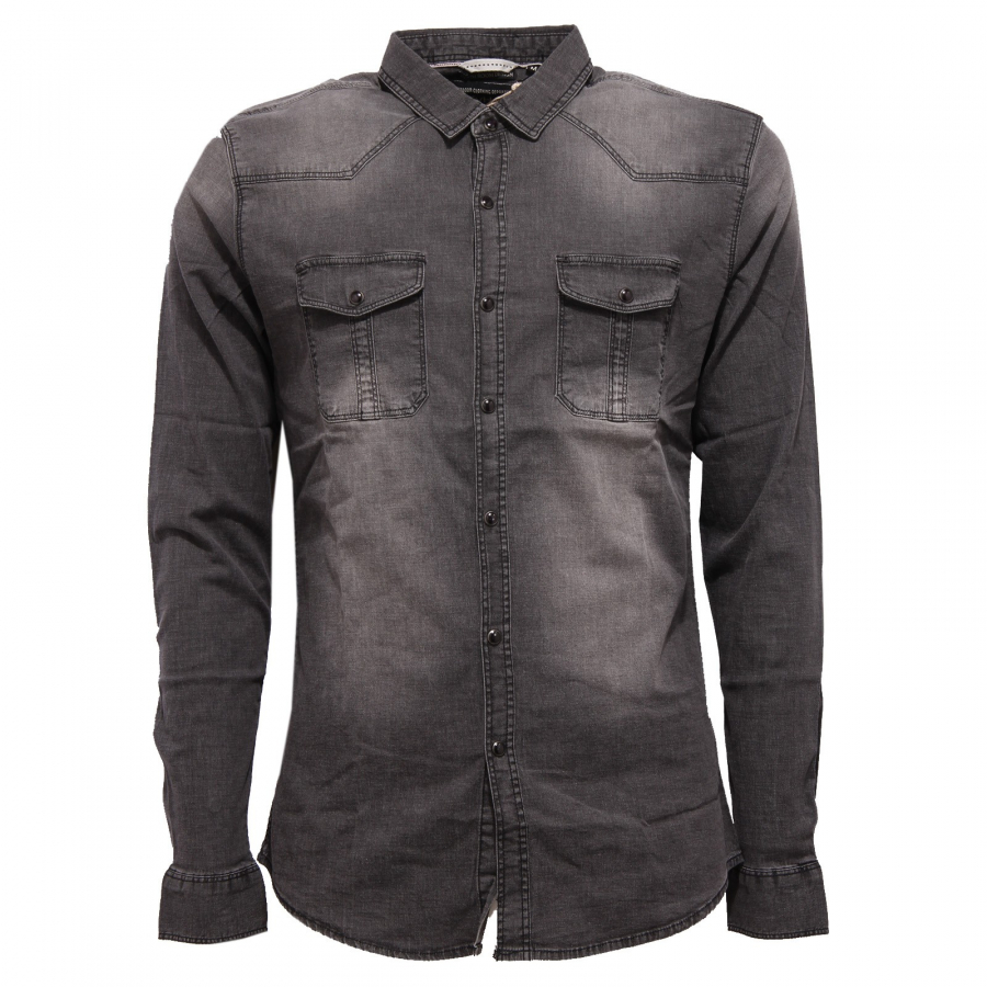 Camicia jeans discount nera uomo