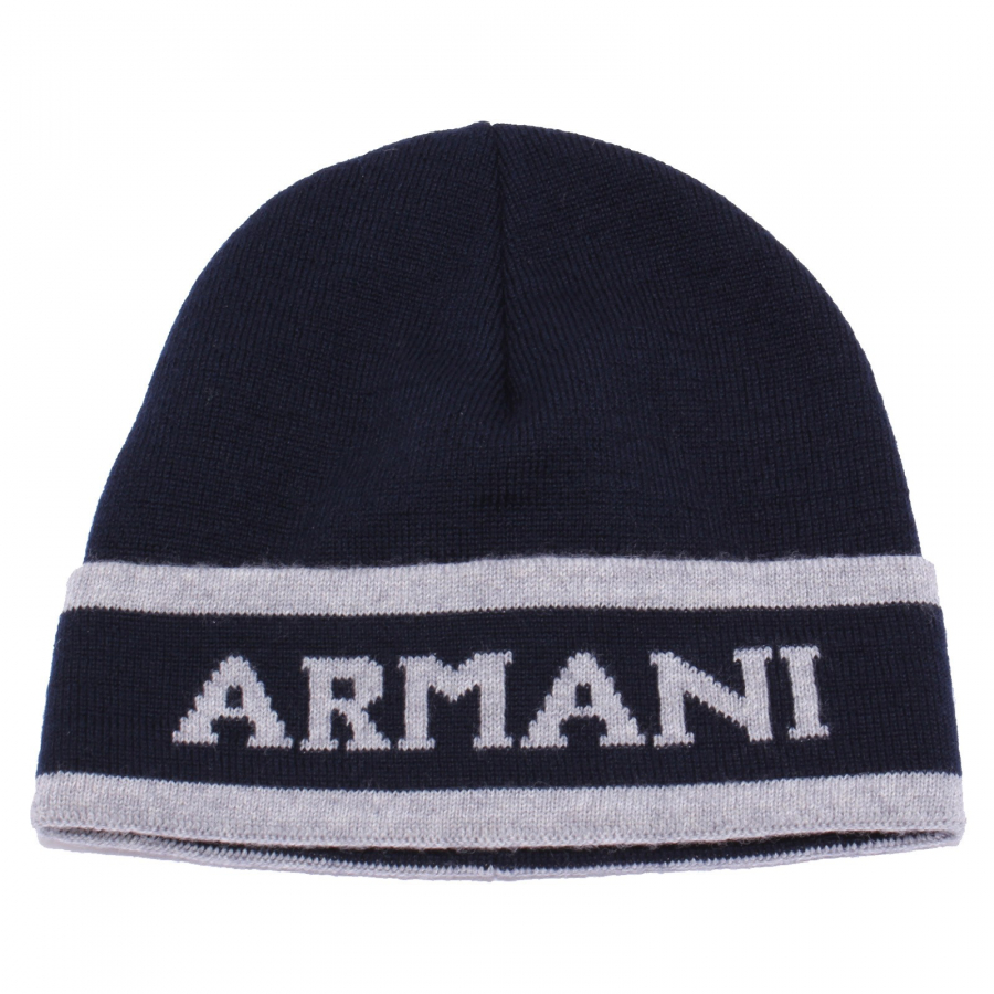 9647X cuffia BOY bimbo ARMANI JUNIOR blue grey mix wool beanie hat