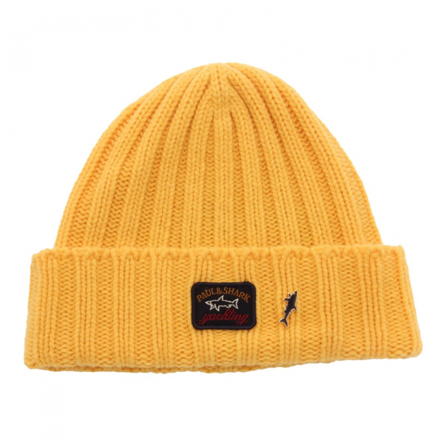 9681AI cuffia uomo PAUL SHARK man wool beanie yellow