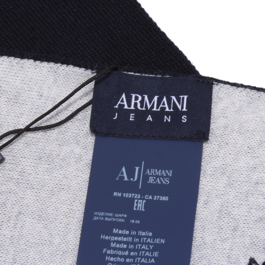 9742X sciarpa uomo ARMANI JEANS blue white wool scarf men