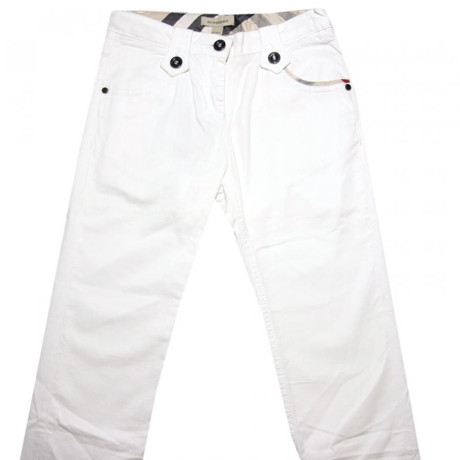 Burberry 9652O  pantaloni bimba bianco BURBERRY  trousers pants kids 