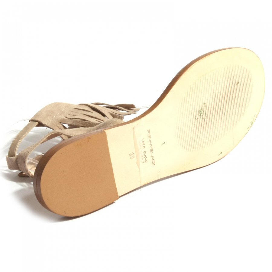 B0383 sandalo donna PENNYBLACK scarpa frange beige shoe woman