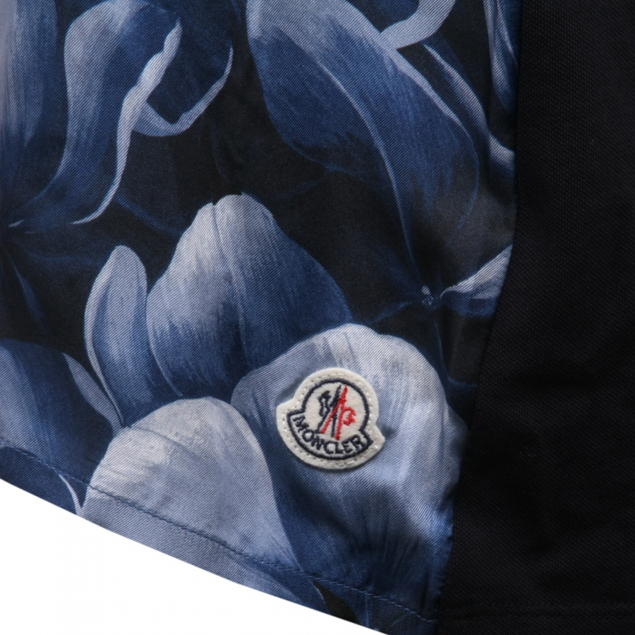 B5576 polo donna MONCLER maglia seta blu manica corta polo t shirt woman