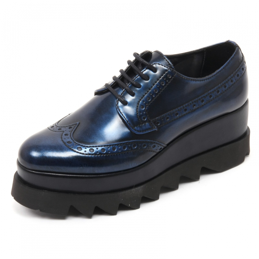 B6942 scarpa inglese donna CULT ALICE LOW scarpe vernice blu shoe