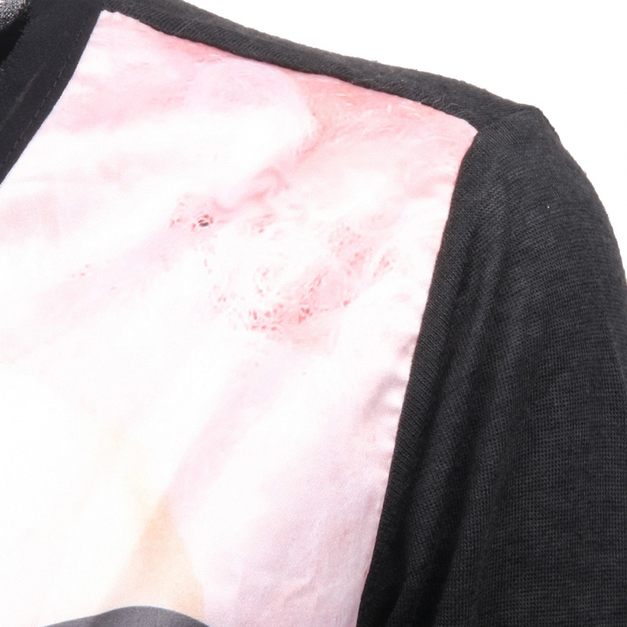 B7976 maglia donna SWEET MATILDA nero multicolor t shirt long sleeve woman