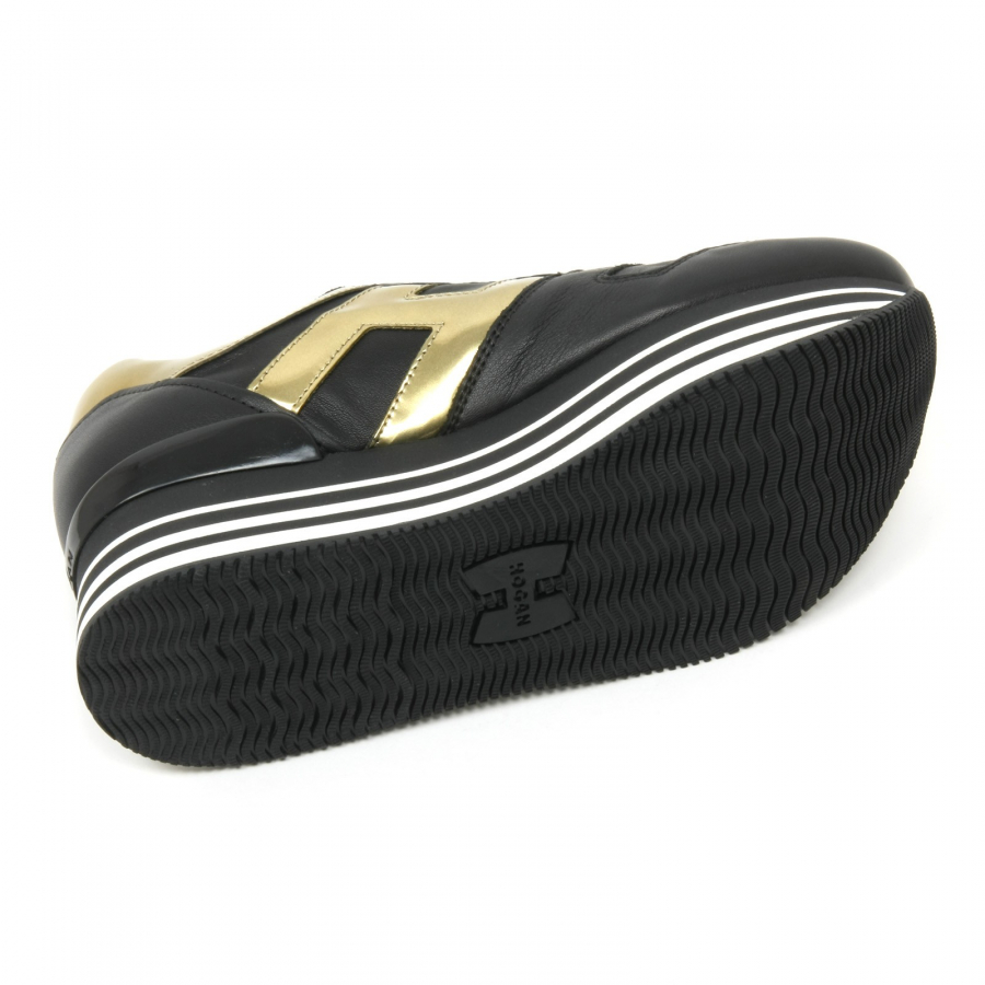 B9398 sneaker donna HOGAN H283 black gold shoe woman