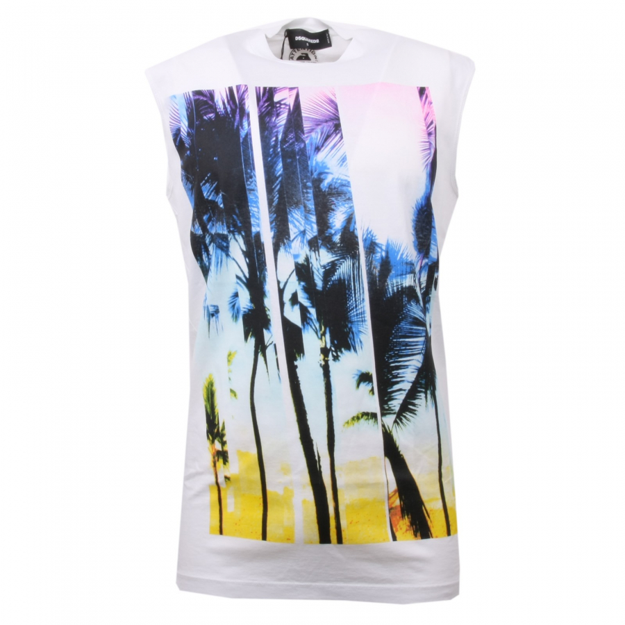 C1740 canotta uomo DSQUARED D2 multicolor strappata t shirt sleeveless men