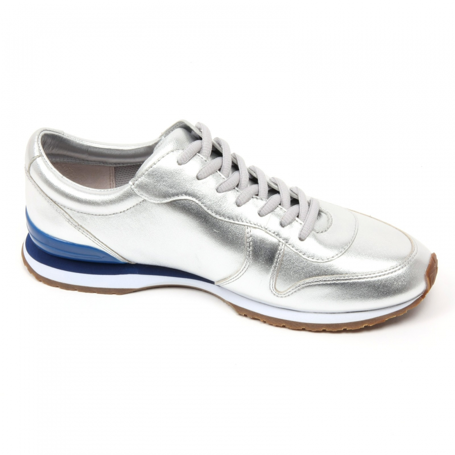 C2896 sneaker donna TORY BURCH scarpa argento/blu runner shoe woman