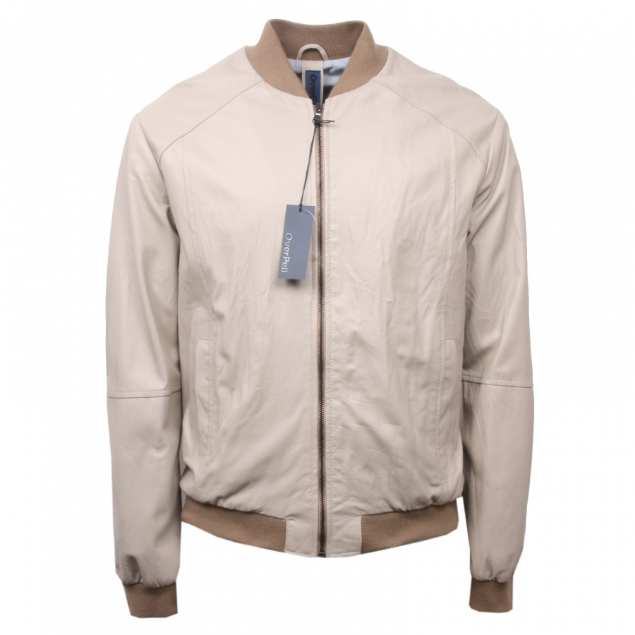 C3114 giacca pelle uomo OVERPELL giacche beige leather jacket man