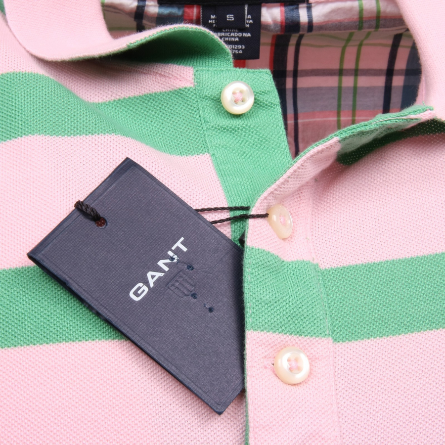 C7386 maglia uomo GANT t shirt verde rosa polo man