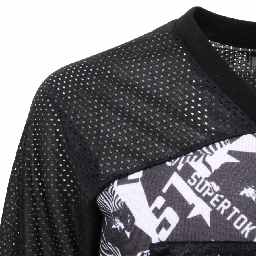 C9498 maglia uomo STK SUPERTOKYO manica lunga forata t shirt men