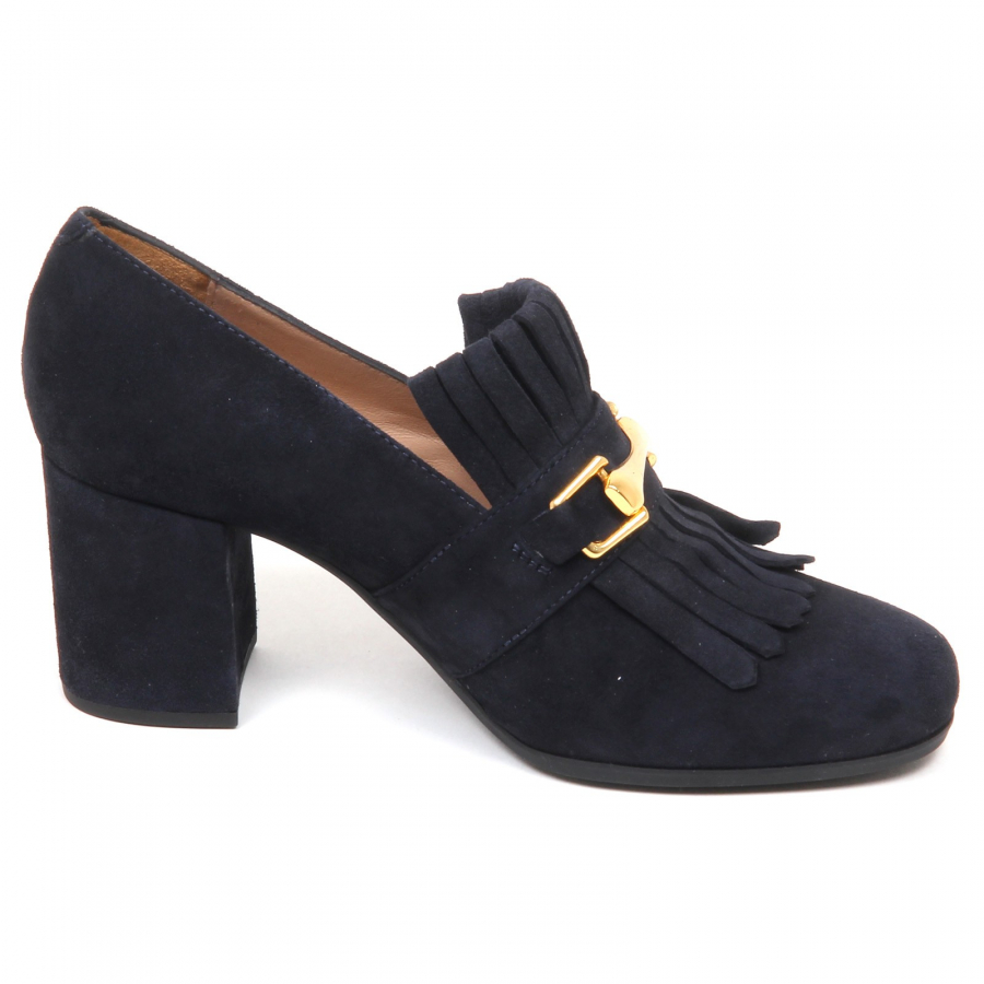 E6478 decollete donna blu UNISA OLIMPO scarpe frange suede shoe woman