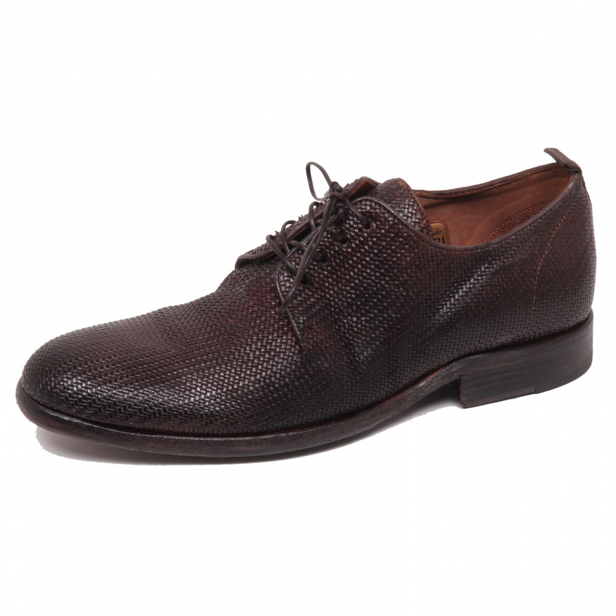 F0570 scarpa uomo dark brown SARTORI GOLD scarpe intrecciato vintage shoe man