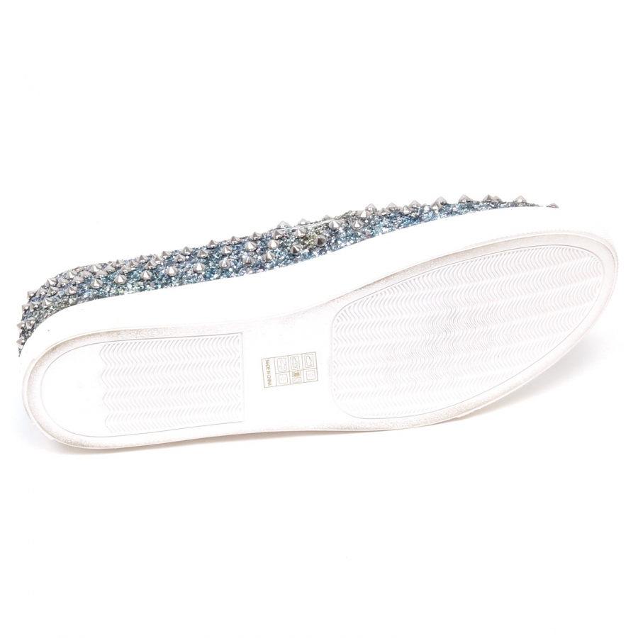 sneaker donna silver light blue STEVE MADDEN glitter slip on shoe woman
